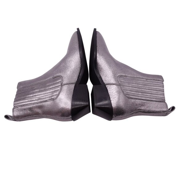 LN Seychelles Women's Metallic Hold Me Down Ankle Boots Sz 6 Silver Square Toe - Picture 4 of 9